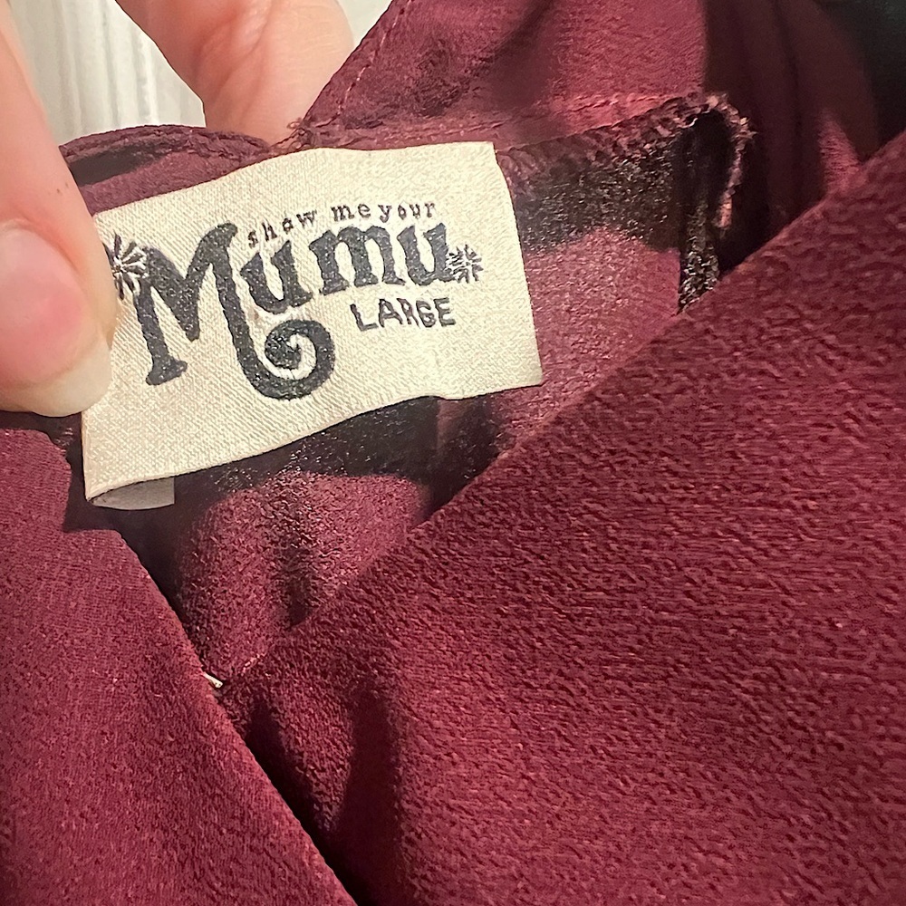 Show Me Your Mumu Mariah Wrap Dress Merlot Chiffon Women’s Large - Picture 7 of 7